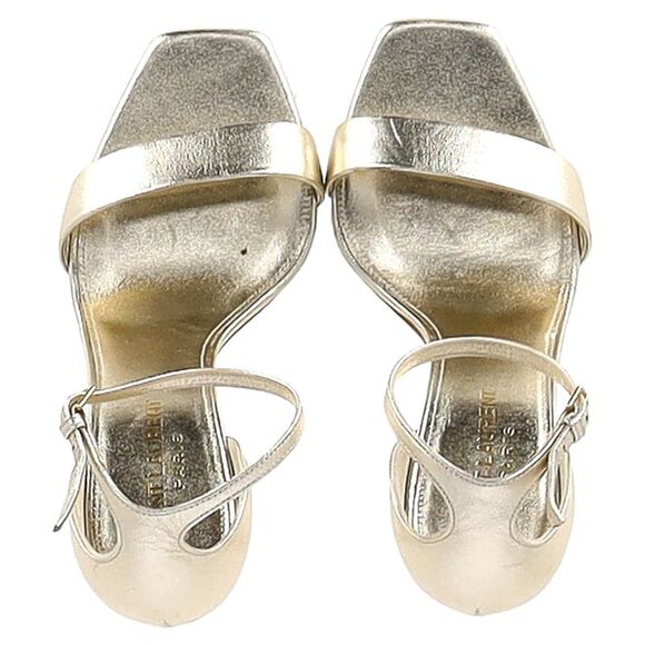Saint Laurent Amber 105 Ankle Strap Sandals in Gold Leather - Picture 4 of 7